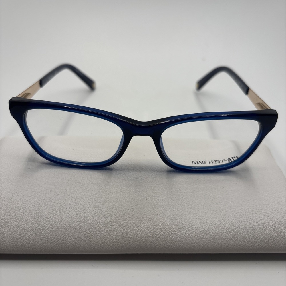 New Nine West NW5141 434 Blue/Gold Rectangle Womens Eyeglasses 52-17-135mm #C401